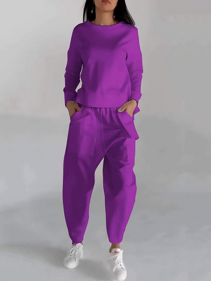 LORA - CASUAL RUNDHALS-ZWEITEILER MIT LANGARM