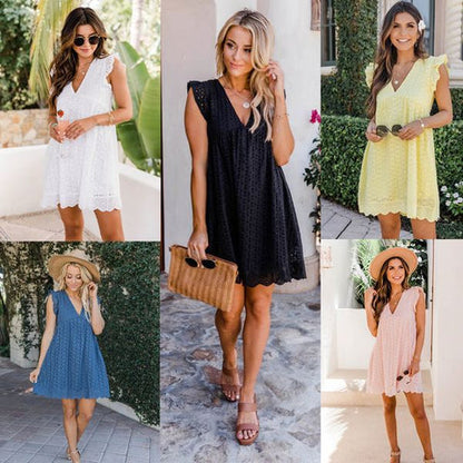 Eduarda - Kleid mit Taschen und V Ausschnitt